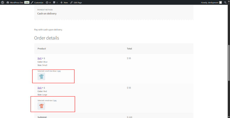 WooCommerce Add-On Image Mapper on Thank You page