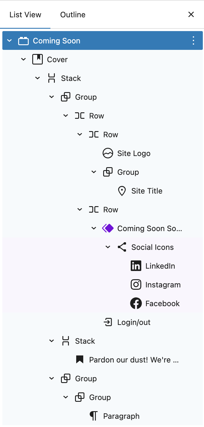 Default Layout of Coming Soon Page Template