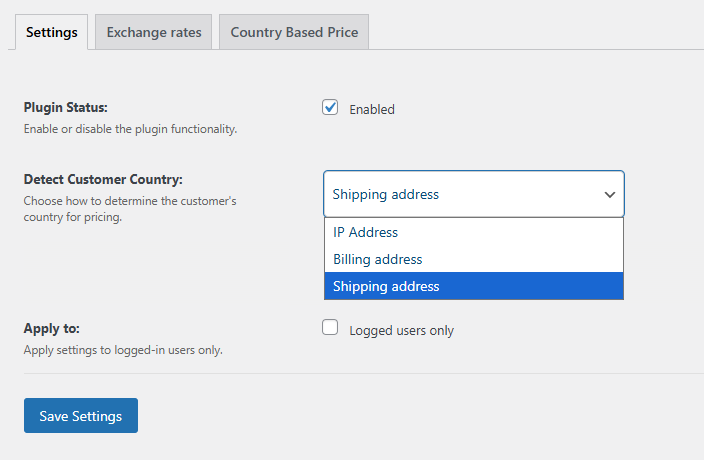 Settings Tab