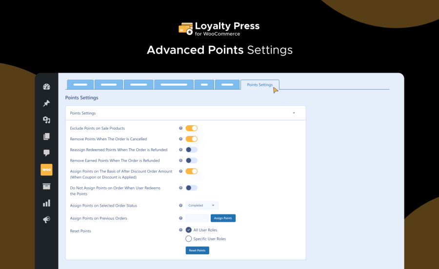Advanced Points Settings