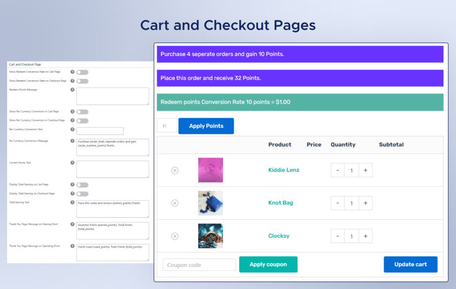 Cart and Checkout Pages