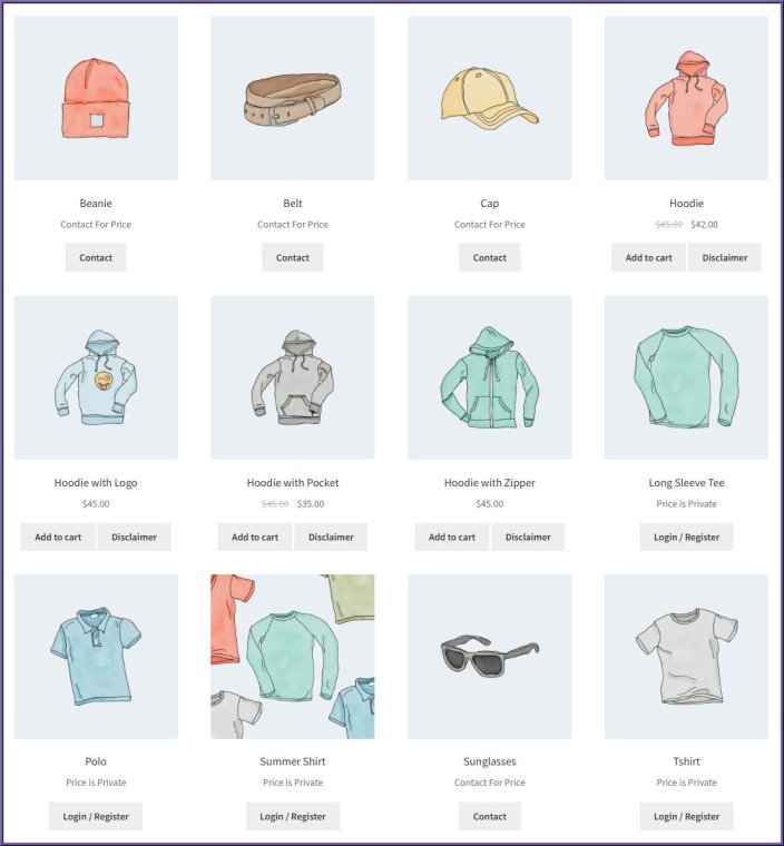 Hide Price & Show Custom Button for WooCommerce - frontend