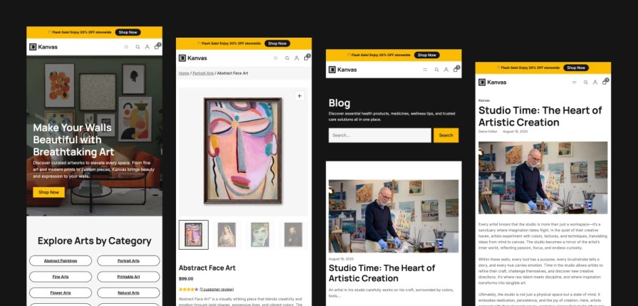 Kanvas responsive pages