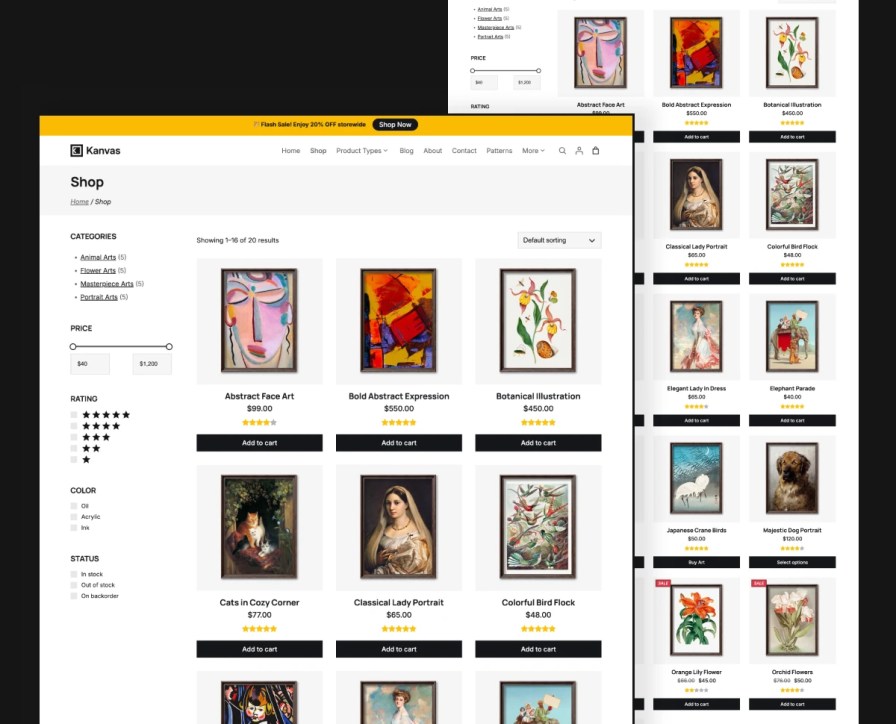 Kanvas Shop Page