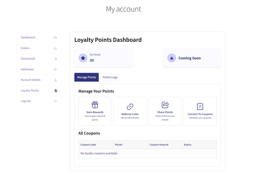 Loyalty Points Dashboard
