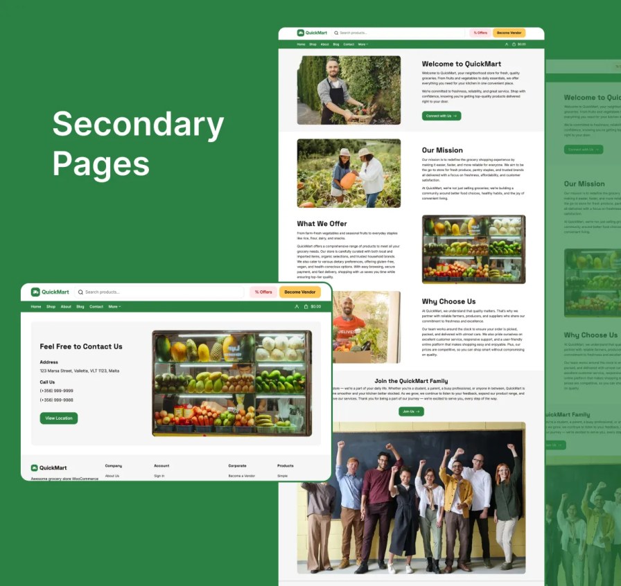 QuickMart Secondary Pages
