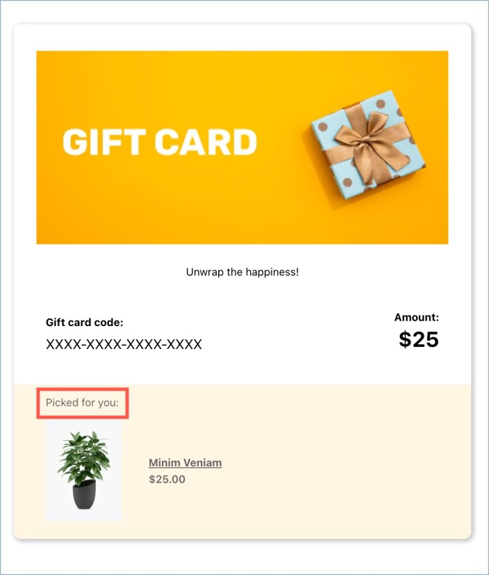 Gift cards – Product picked