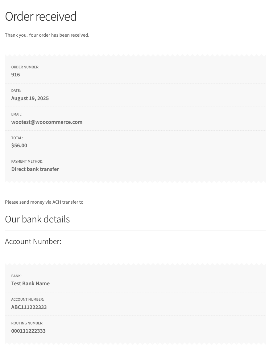 Direct Bank Transfer (BACS) Documentation - WooCommerce