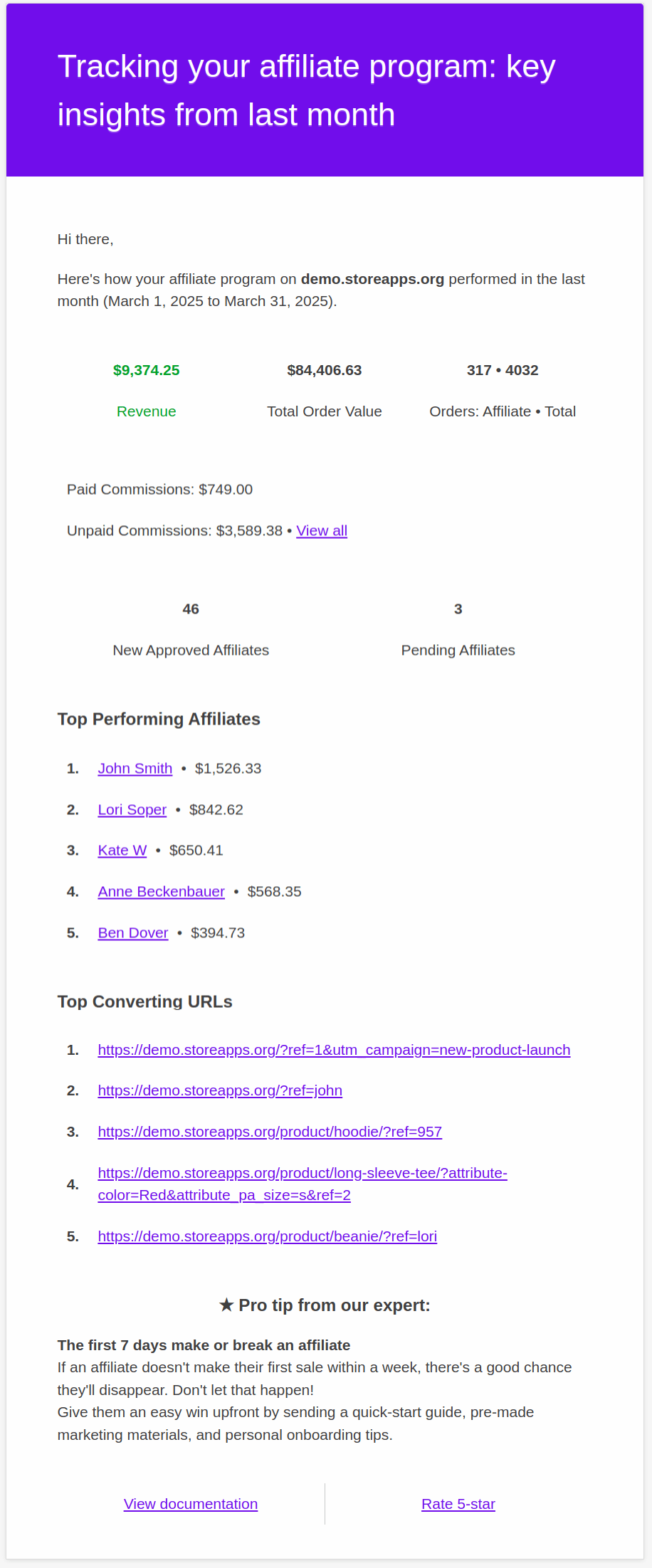 How to track affiliate program performance with monthly email summaries ...