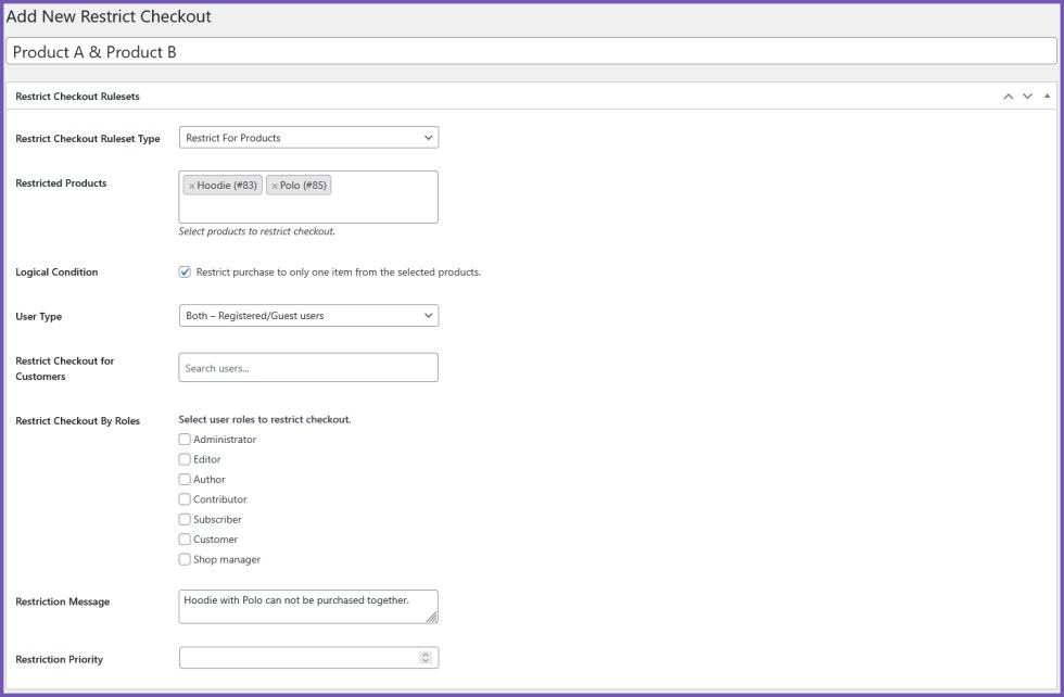 Restrict Checkout For WooCommerce - 5