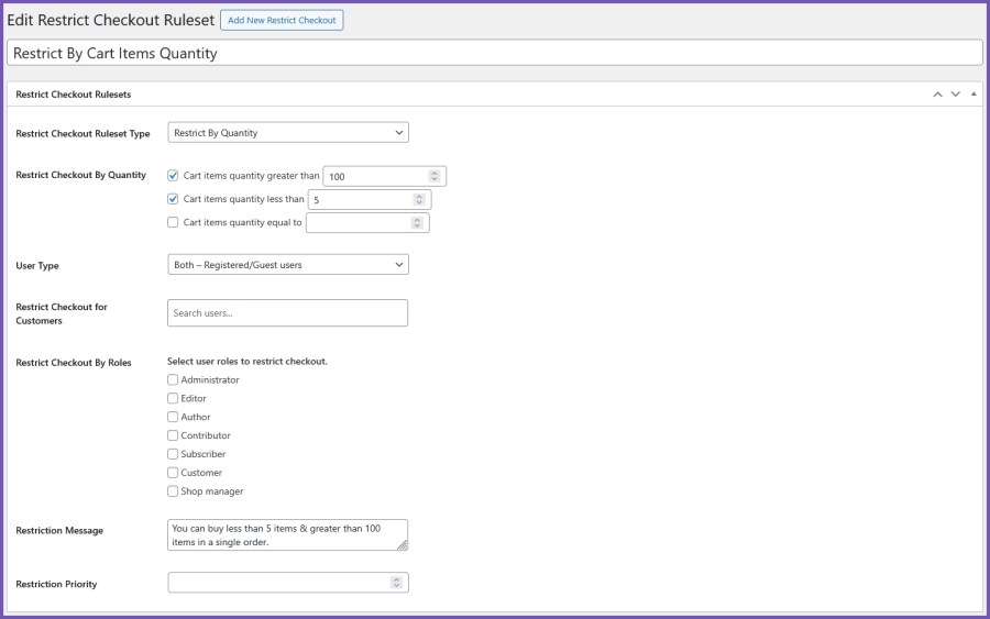 Restrict Checkout For WooCommerce - 2