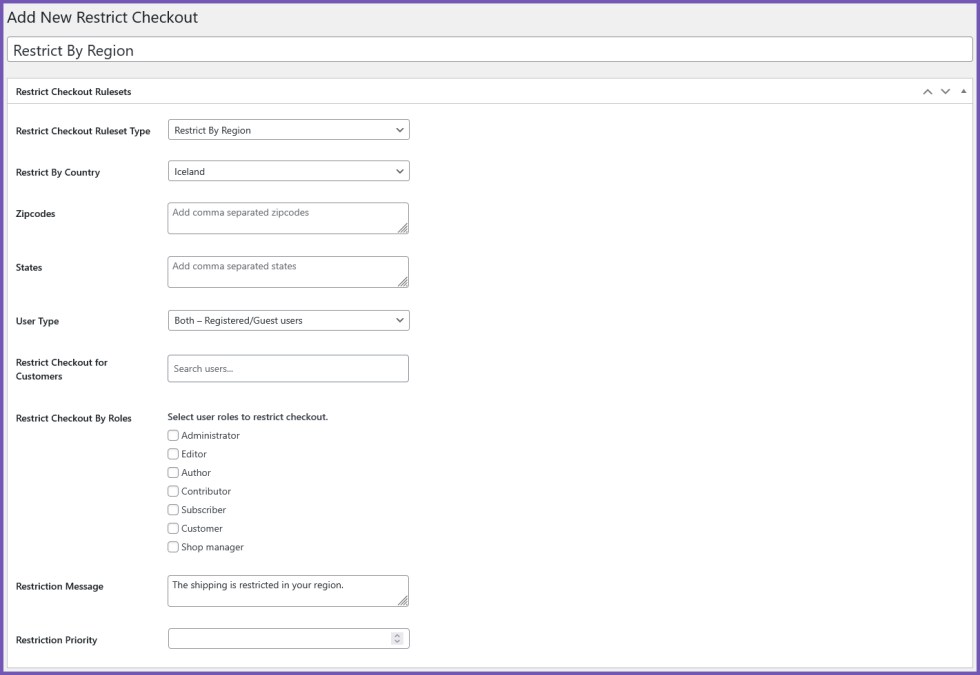 Restrict Checkout For WooCommerce - 1