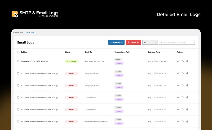 Detailed Email Logs - SMTP Logs WooCommerce