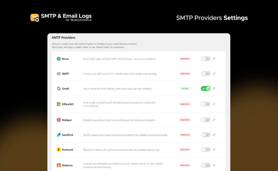SMTP Providers Settings - Postman SMTP