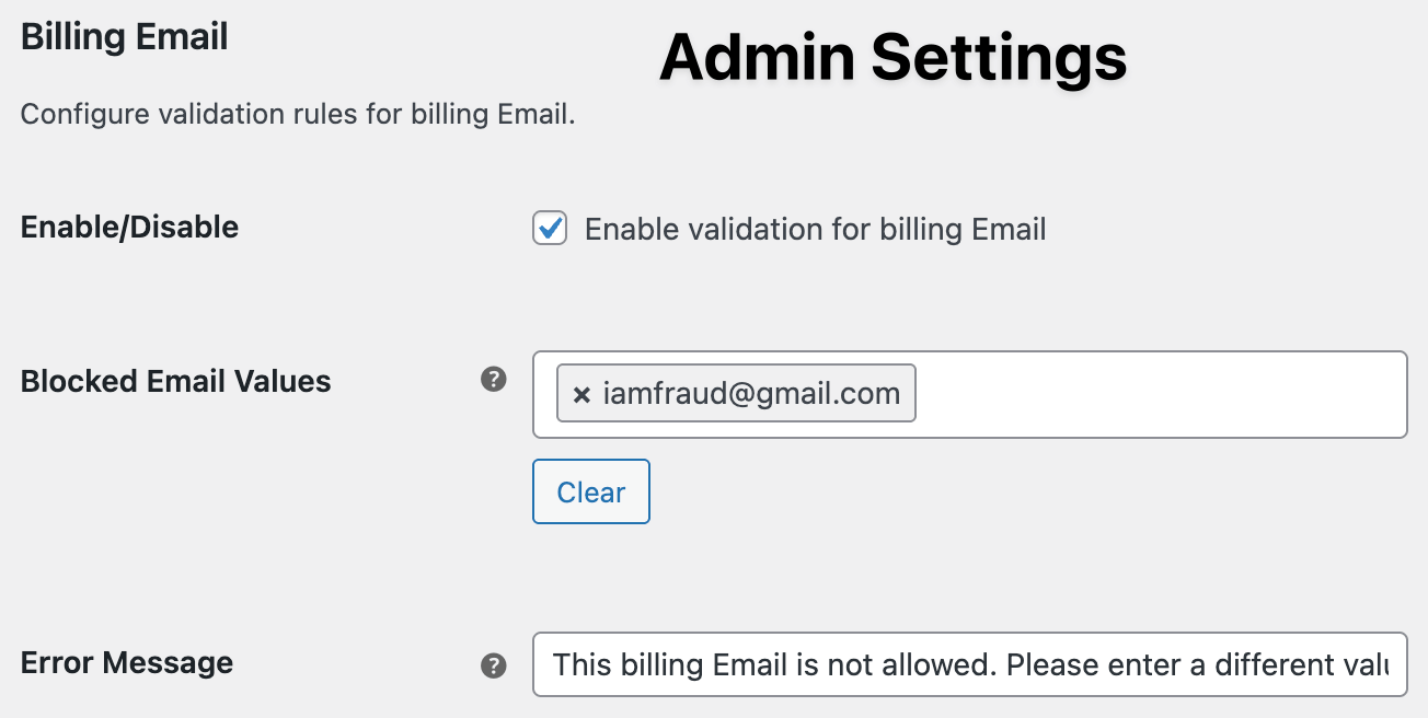 admin order block by email settings