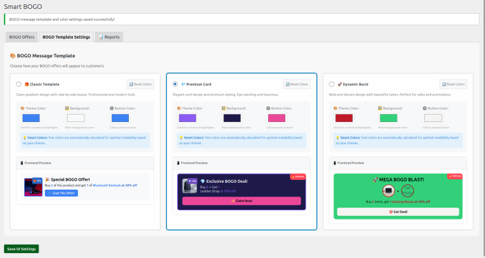 Smart BOG admin template settings