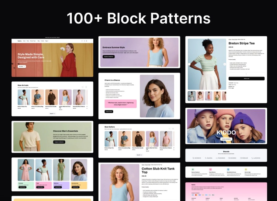 Fasino theme - 100+ block patterns to create pages faster.