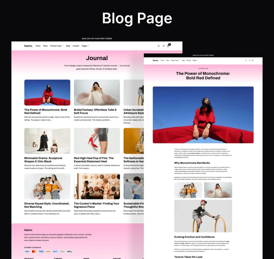 Fasion theme - Blog Page