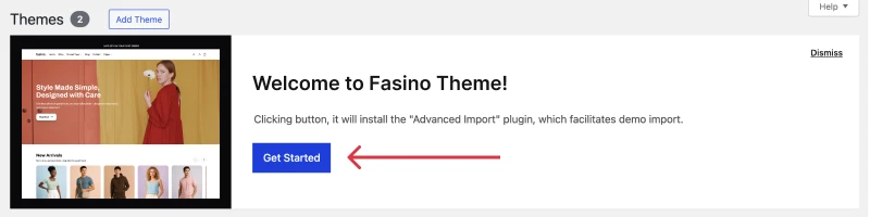 Fasino Theme - Get Started