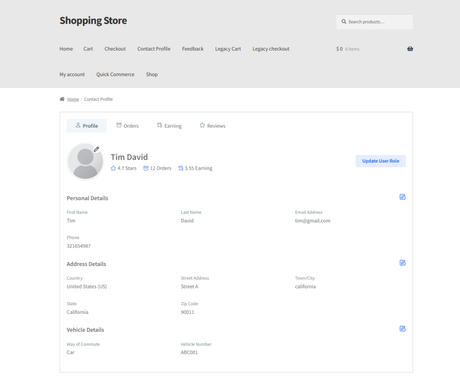 Contact Profile Dashboard