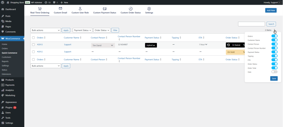 Real-Time Order Updates
