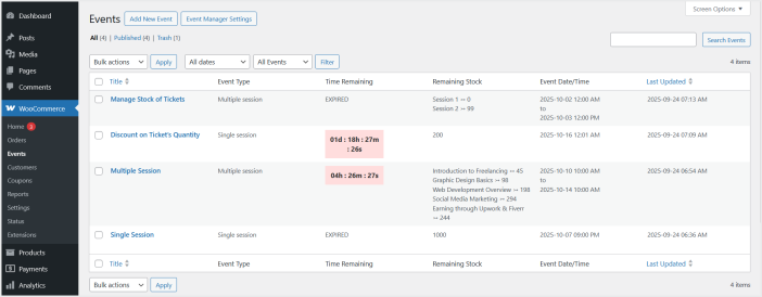woocommerce event tickets manager plugin