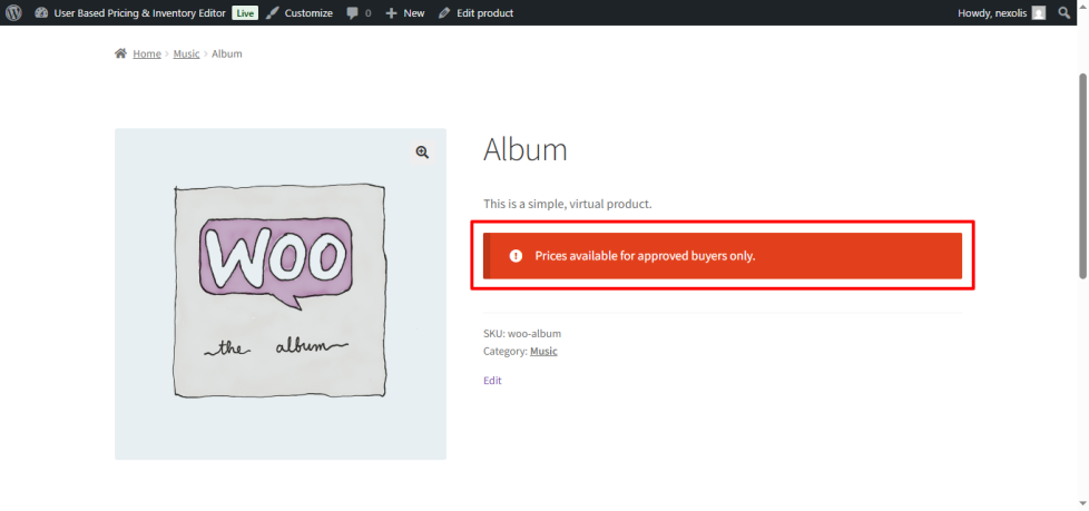 Illustration showing custom messages in WooCommerce for specific user roles, explaining why product prices or Add-to-Cart buttons are hidden, improving communication and reducing confusion for restricted customers.