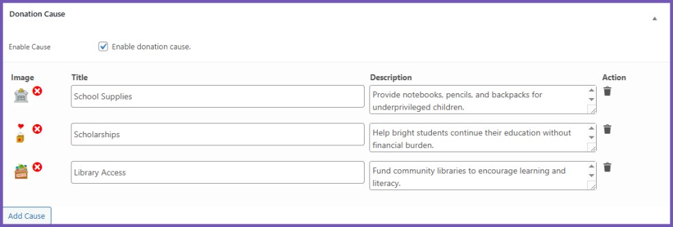 Donations & Fundraising - Cause