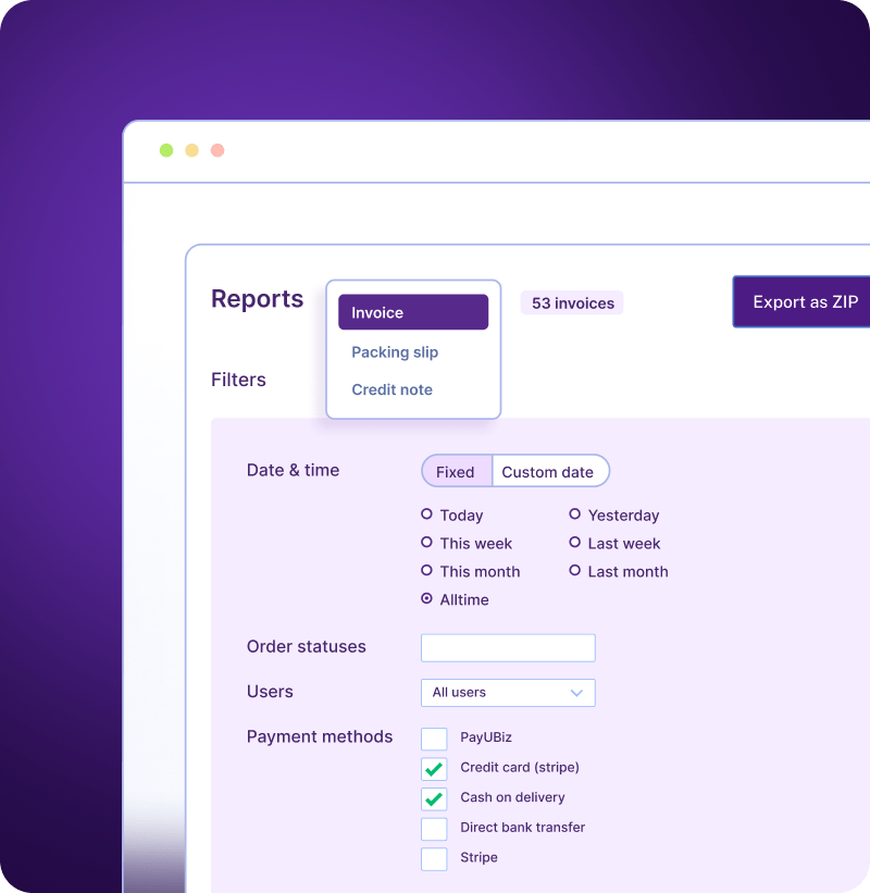 Export WooCommerce Invoices and Order Documents in Bulk