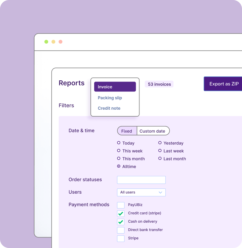 Export WooCommerce Invoices and Order Documents in Bulk