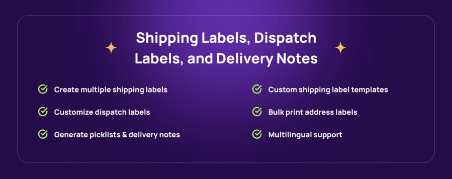 Shipping Labels, Dispatch Labels and Delivery Notes