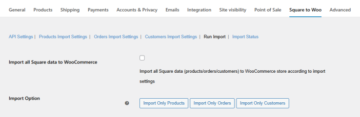 Run Import of the Square to WooCommerce Plugin