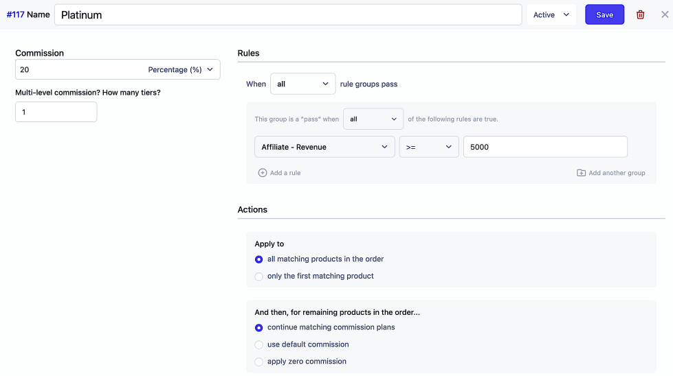 Performance based revenue plan two