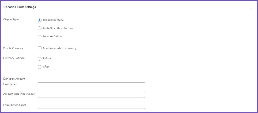Donations & Fundraising - Form Settings