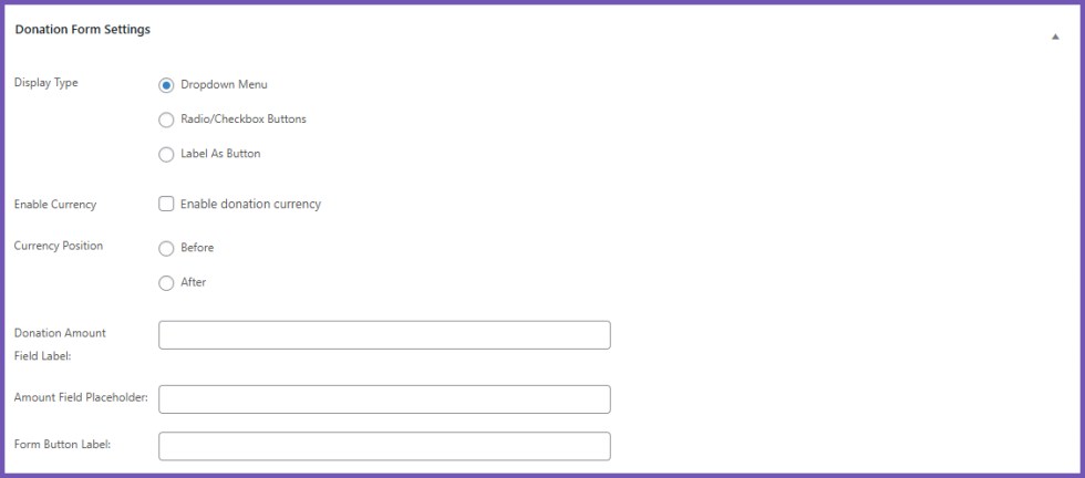 Donations & Fundraising - Form Settings