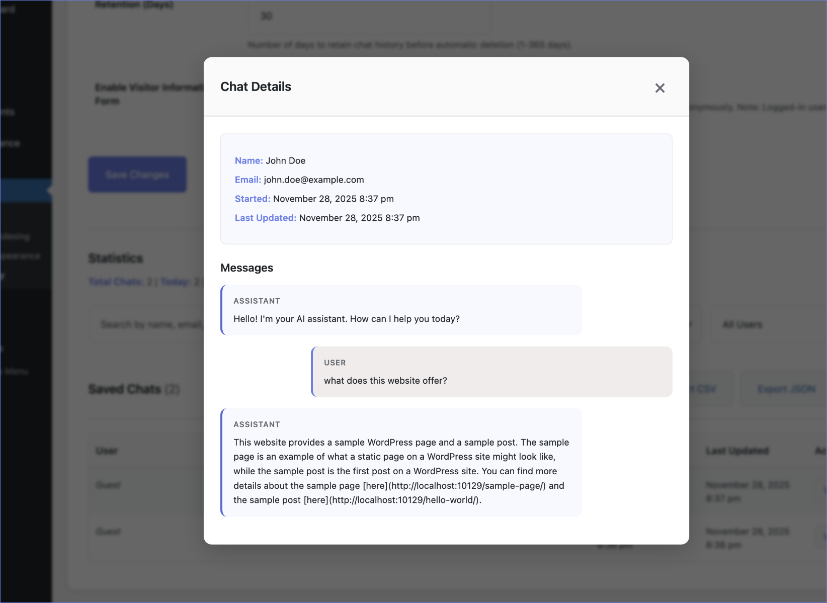Chat History Documentation - WooCommerce