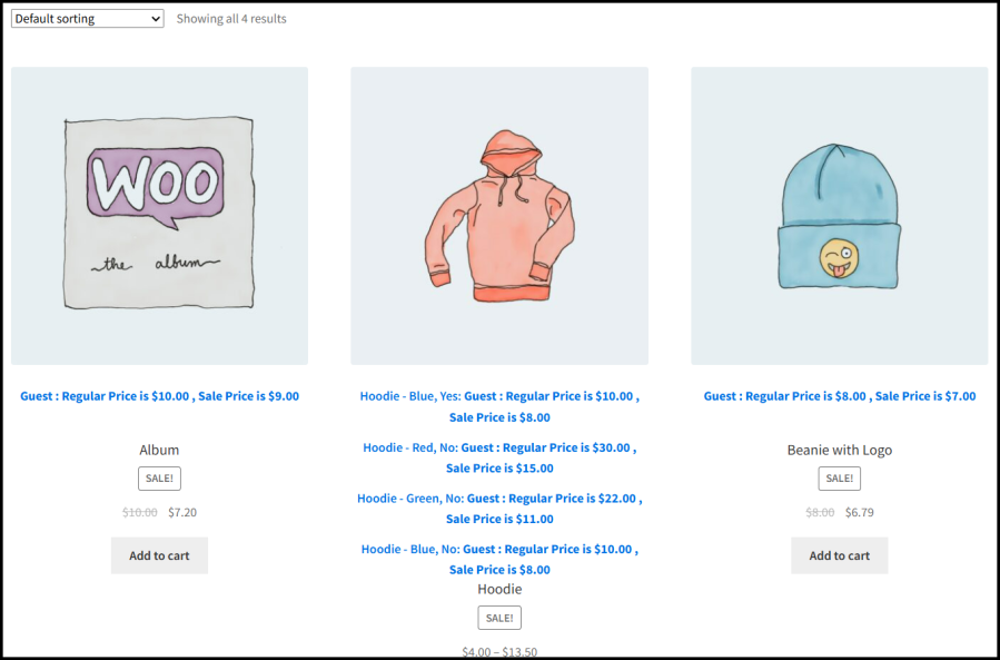User Role Prices on Shop Page