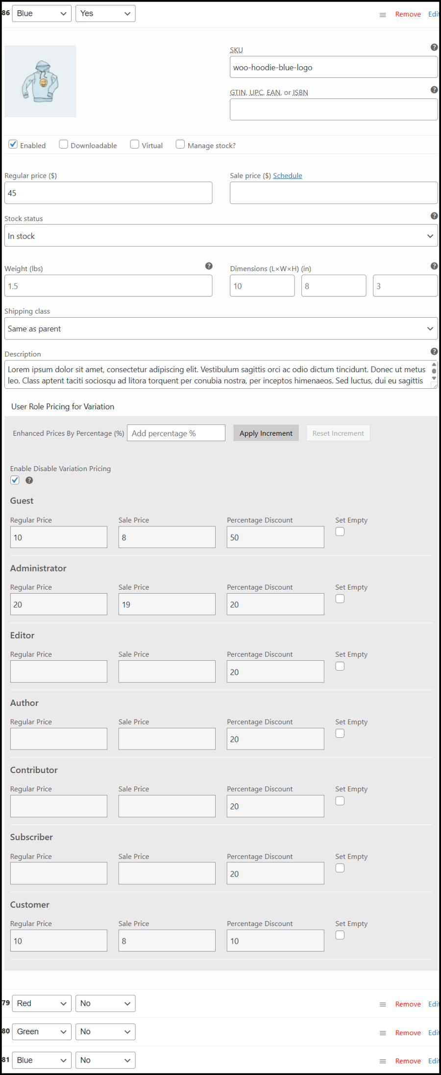 Variable Product Role Pricing Backend