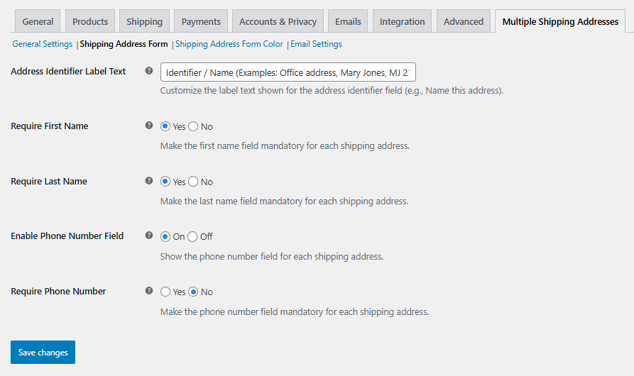 Personalized Shipping Address Form