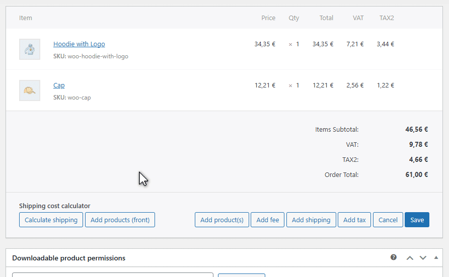 Product with custom fields that affect shipping costs