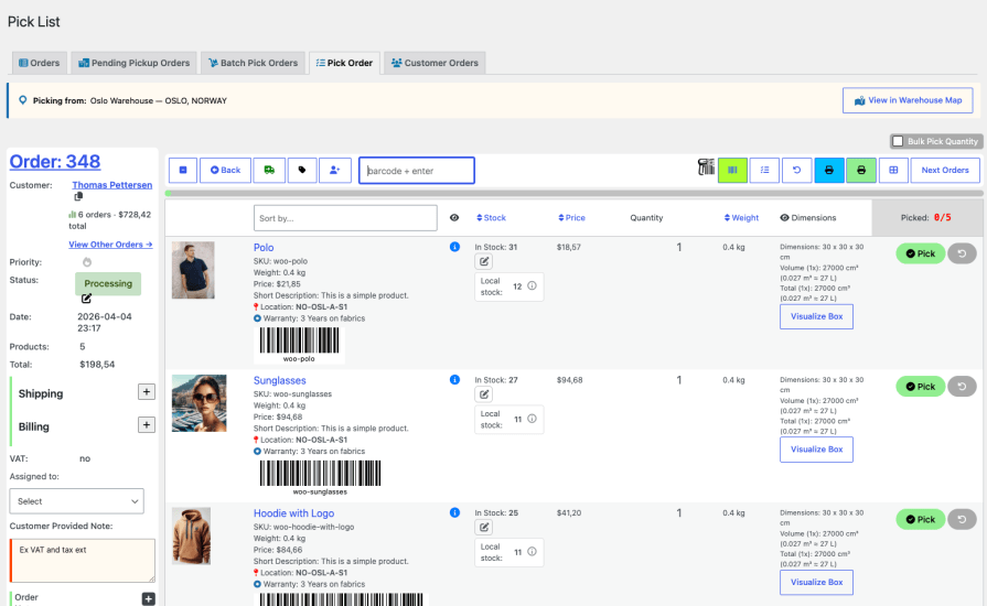 StockTrack + Pick List
