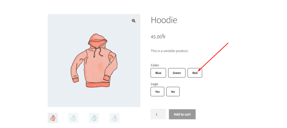 Variation swach Button Text Color Change