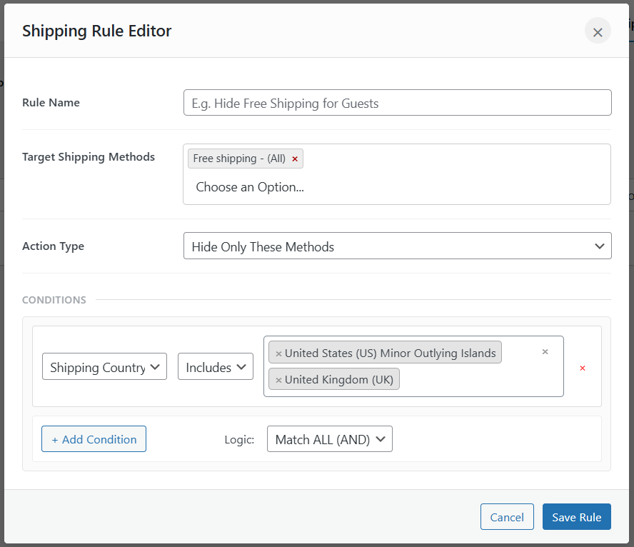 Conditional Shipping Methods Shipping-rule-editor