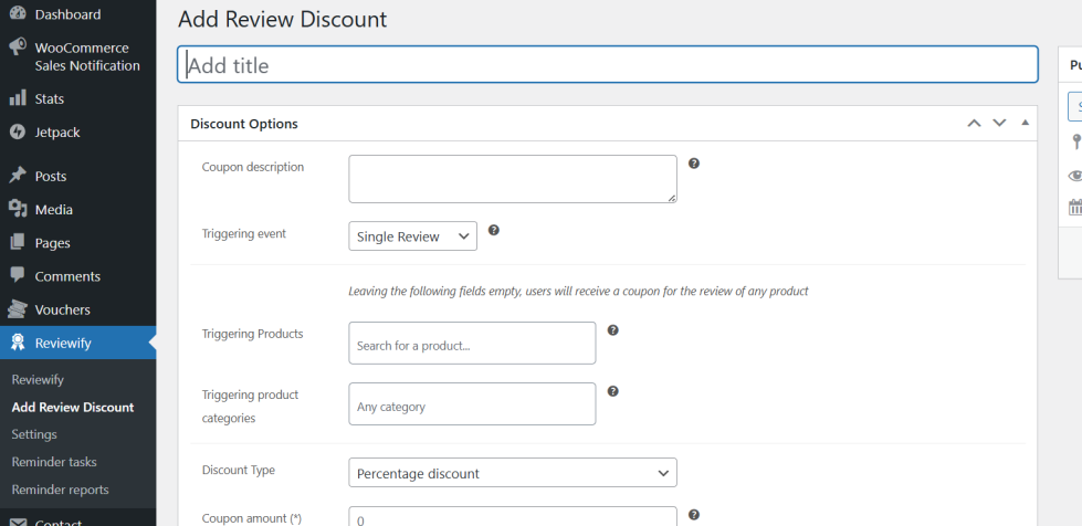 Creating a Review Discount