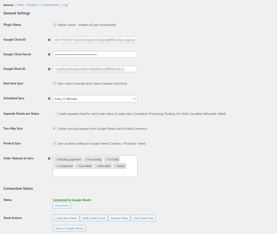 Google Sheet Integration for WooCommerce