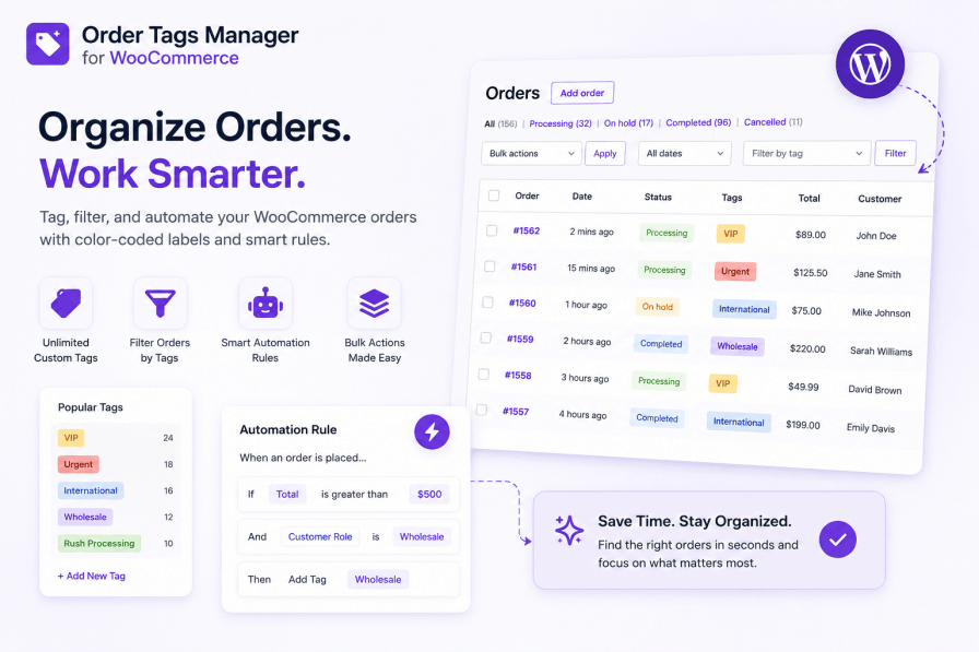 Order Tags Manager for WooCommerce - Hero Section