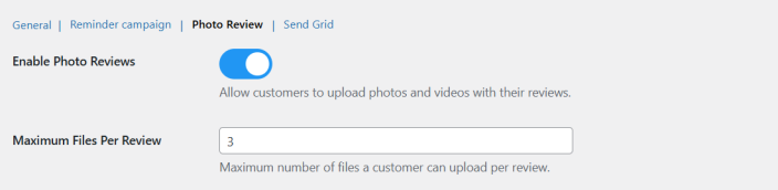Photo Review Settings Tab