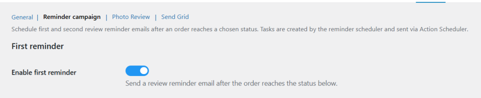 Reminder Campaigns Settings