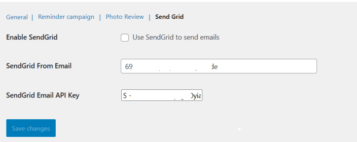 SendGrid Integration Tab