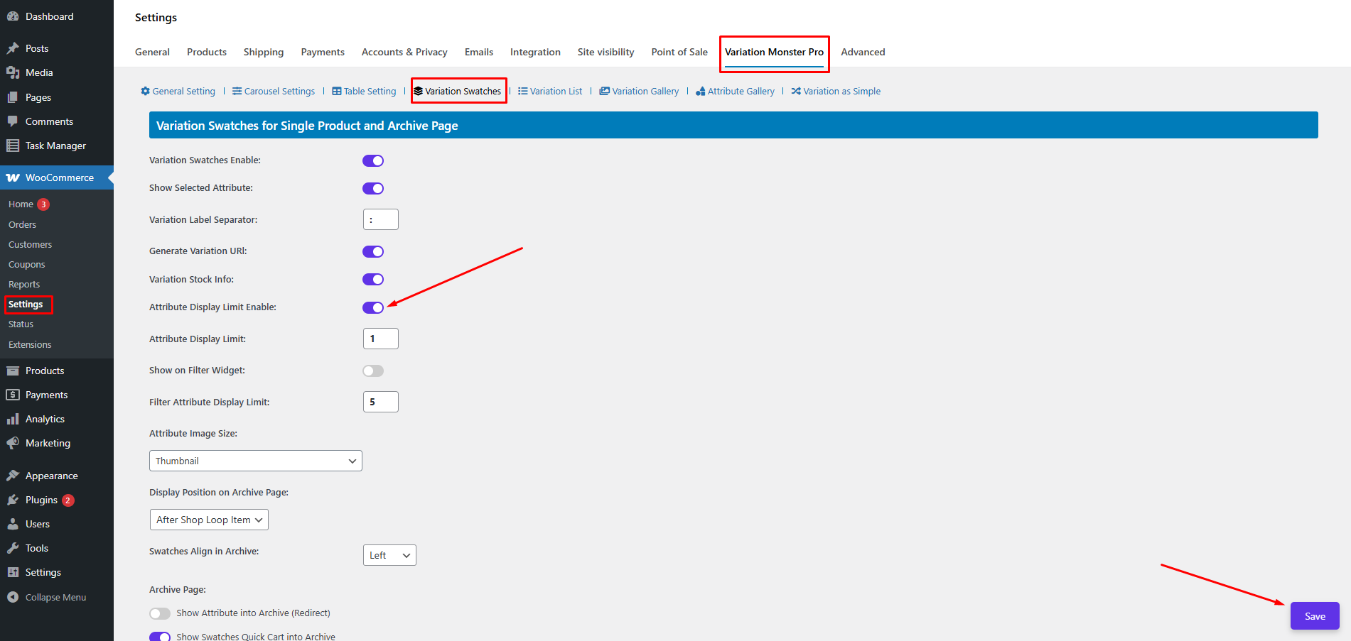 How to Configure Attribute Display Limit Documentation - WooCommerce